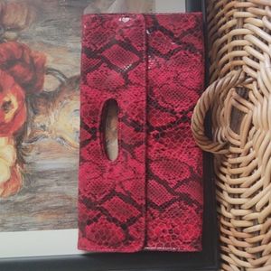 3/$30 Red and black snake print clutch